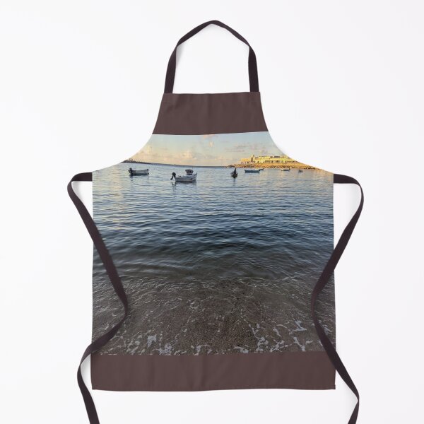 Item preview, Alexandria Egypt beach, sunset warm photo with standing boats designed and sold by Basma Store.