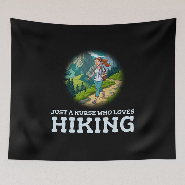 Item preview, Just A Nurse Who Loves Hiking - Natural Cartoon background designed and sold by smailjr.