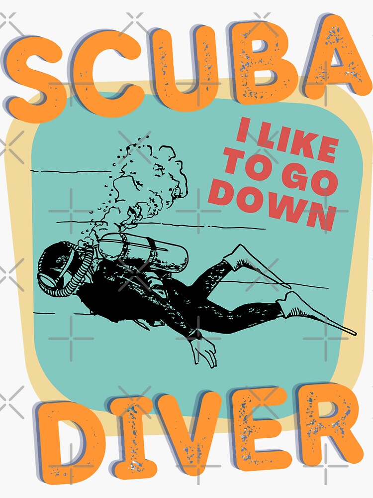 "Funny Retro Scuba Diver" Sticker for Sale by LaughingHorseCo Redbubble