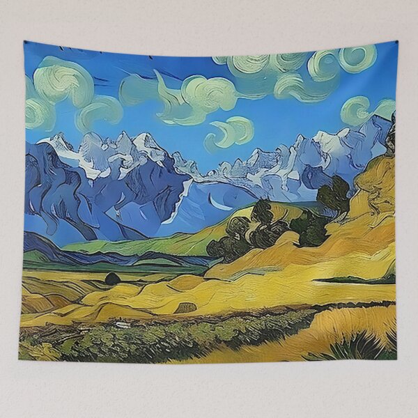 Item preview, Van Gogh Style Soaring Clouds Over the Mountains Painting designed and sold by sunflowerlight.