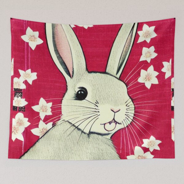 Item preview, Cute Bunny Rabbit Mini Rex with Blossoms designed and sold by wigobun.