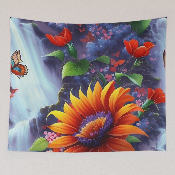 Item preview, Orange Flower at the Waterfall designed and sold by Ellen Davis.