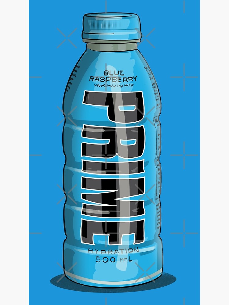 "Blue Raspberry Prime Drink bottle drawing" Poster for Sale by Derwatt
