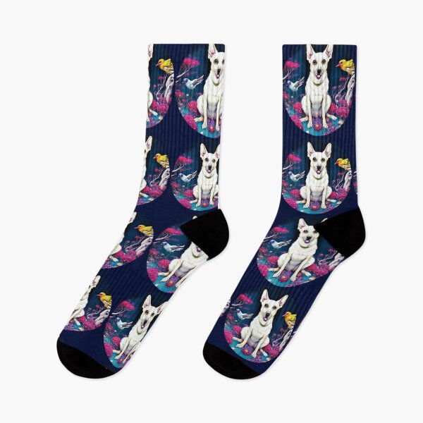 Item preview, white dog with birds designed and sold by SBlagojevic.