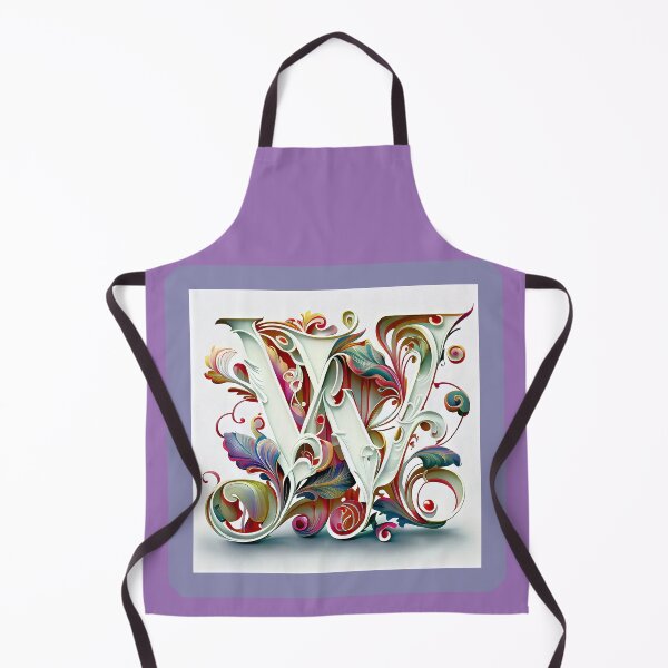 Item preview, Art Font Letter W: Art Nouveau Style, Unique and Colorful, White and Purple Background designed and sold by factory88.