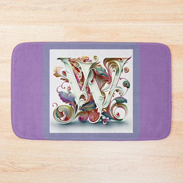 Item preview, Art Font Letter W: Art Nouveau Style, Unique and Colorful, White and Purple Background designed and sold by factory88.