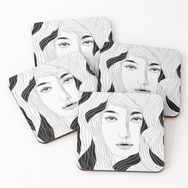 Item preview, Female Face, black and white line art designed and sold by bngc.
