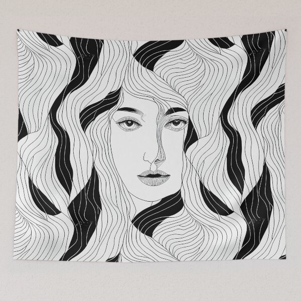 Item preview, Female Face, black and white line art designed and sold by bngc.