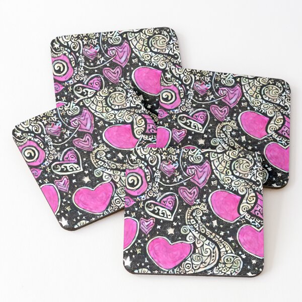 Item preview, Gothic Stars and Hearts Pattern Dark and Romantic Designs for Gothic Enthusiasts Black Heart designed and sold by Bits-X-Pieces.