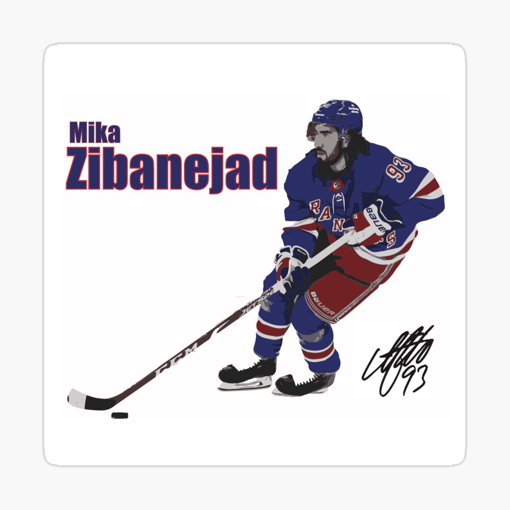 Mika Zibanejad Hockey Paper Poster Blue Rangers 3 Long Sleeve T-Shirt