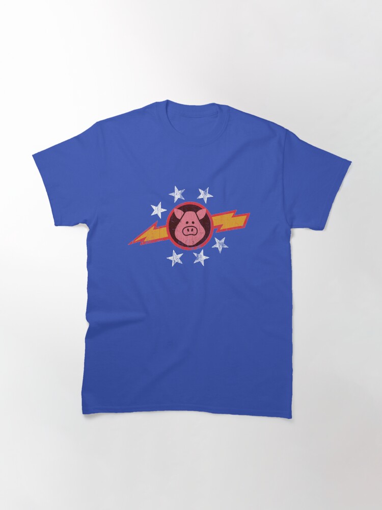Aperçu 3 sur 7. T-shirt classique avec l'œuvre Cochons Vintage dans l'espace créée et vendue par BrokenHorn.