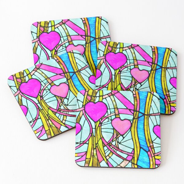 Item preview, Gothic Stained Glass Pattern Vibrant and Ornate Designs for Gothic Enthusiasts Pink Hearts designed and sold by Bits-X-Pieces.
