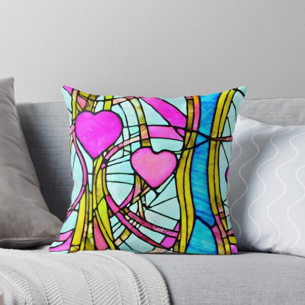 Item preview, Gothic Stained Glass Pattern Vibrant and Ornate Designs for Gothic Enthusiasts Pink Hearts designed and sold by Bits-X-Pieces.