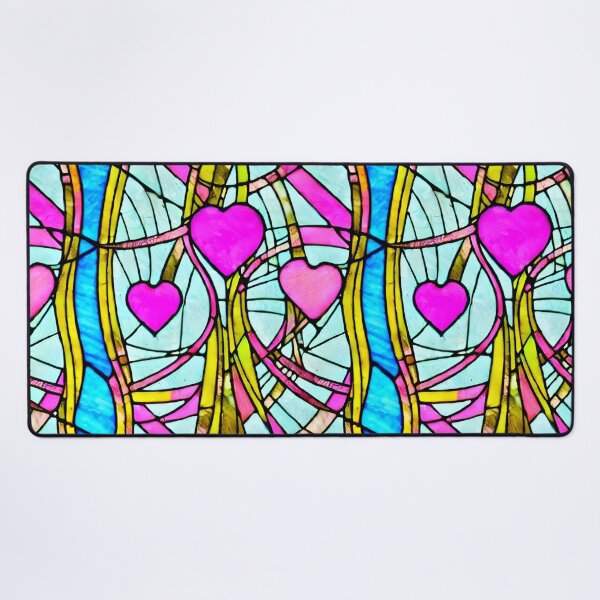 Item preview, Gothic Stained Glass Pattern Vibrant and Ornate Designs for Gothic Enthusiasts Pink Hearts designed and sold by Bits-X-Pieces.