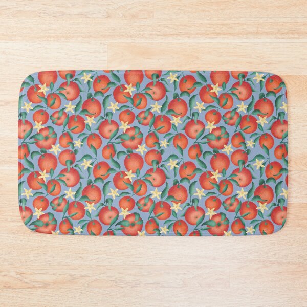 Item preview, Oranges with leaves and flowers  - blue background designed and sold by Printables Passions.