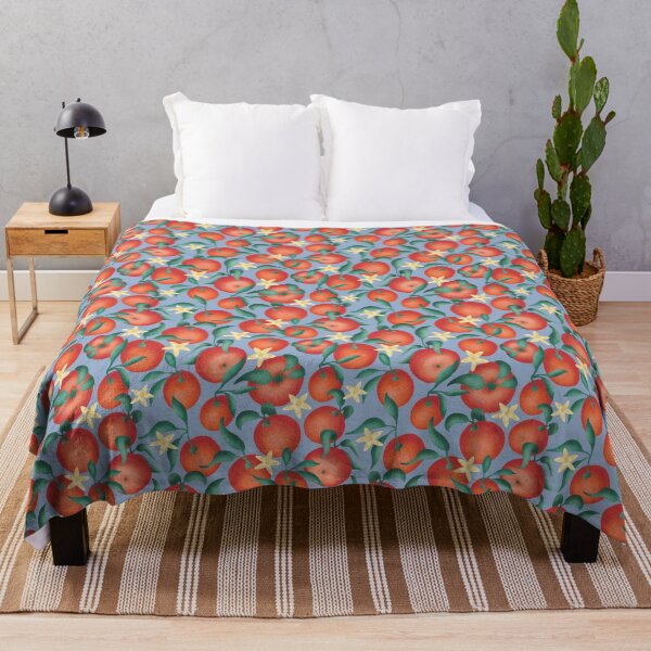 Item preview, Oranges with leaves and flowers - blue background designed and sold by Printables Passions.