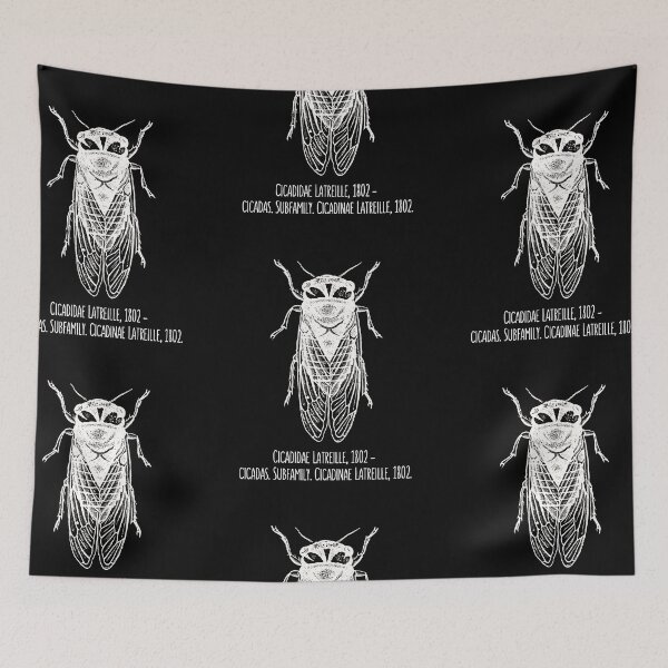Item preview, Cicada Scientific Family White Line Drawing Modern Design designed and sold by EarthArtDesigns.