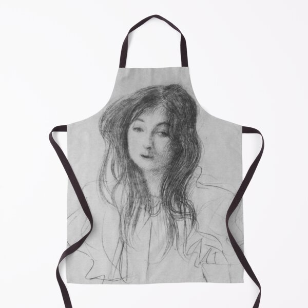 Item preview, Gustav Klimt Sketch Girl with Long Dark Hair Charcoal Drawing designed and sold by kattakitty.