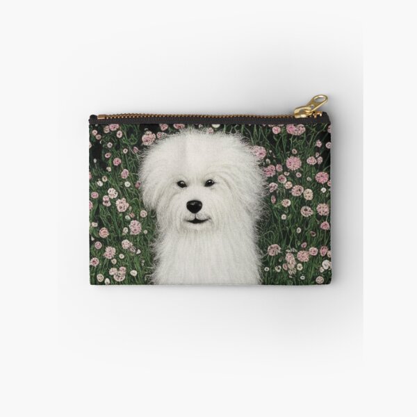 Artikelvorschau, Großer flaumiger weißer Hund in den Blumen entworfen und verkauft von BrightC.