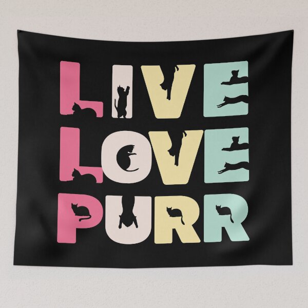 Item preview, Live Love Purr Cat Silhouette quote  designed and sold by JoeyGraceCatCo.