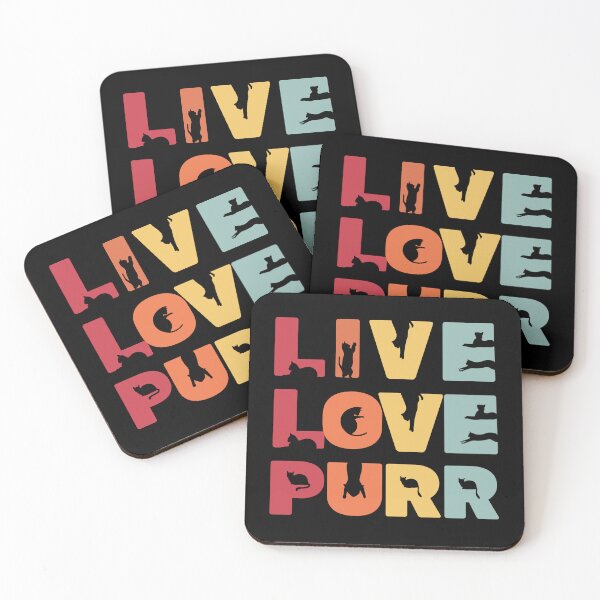 Item preview, Live Love Purr Cat Silhouette quote sunset colors designed and sold by JoeyGraceCatCo.