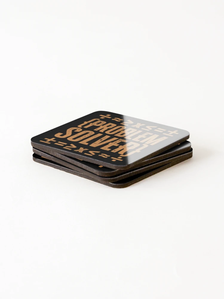 Thumbnail 4 of 5, Coasters (Set of 4), Math Problem Solver - Gold designed and sold by Reconocer.