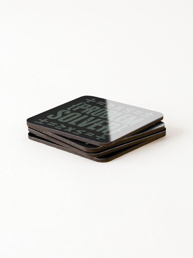 Thumbnail 4 of 5, Coasters (Set of 4), Problem Solver: Do Math - Olive designed and sold by Reconocer.