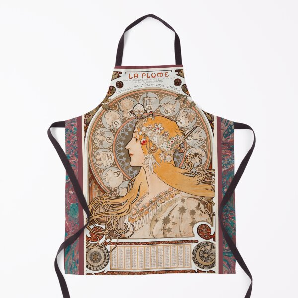 Item preview, Alphonse Mucha La Plume with Marbled Paper border designed and sold by Jessica Goulty.