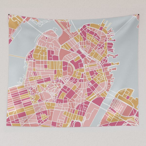 Artikelvorschau, Rosa und Gold Boston Karte entworfen und verkauft von AnnaGo.