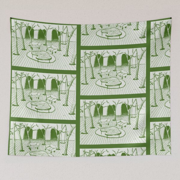 Item preview, Monochromatic scene of a room surrounded by trees designed and sold by Annabella Schweitz.