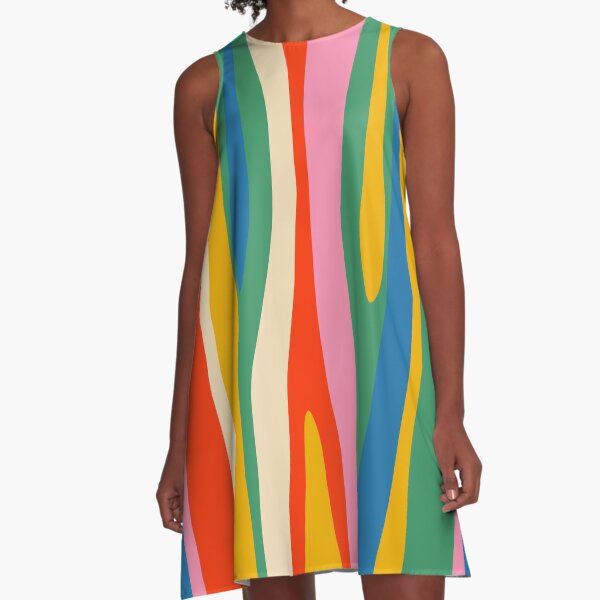 Item preview, Wild Stripes Colorido Moderno Abstracto Pop Patrón Azul Rosa Rojo Verde Mostaza Amarillo designed and sold by kierkegaard.