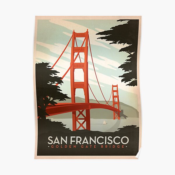 San Francisco Golden Gate Bridge Retro Poster Poster