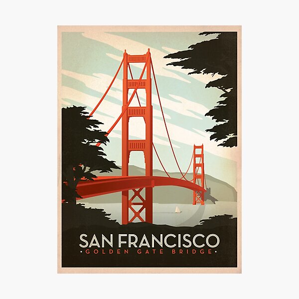 Item preview, San Francisco Golden Gate Bridge Retro Poster  designed and sold by DigiArtyst.