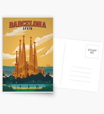 Barcelona Spanien Retro Poster Postkarten