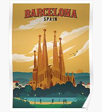 Póster Cartel retro de Barcelona España