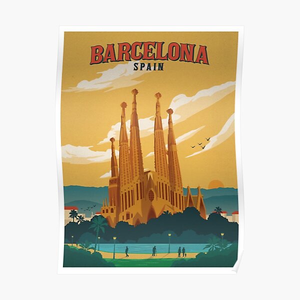 Barcelona Spain Retro Poster Poster