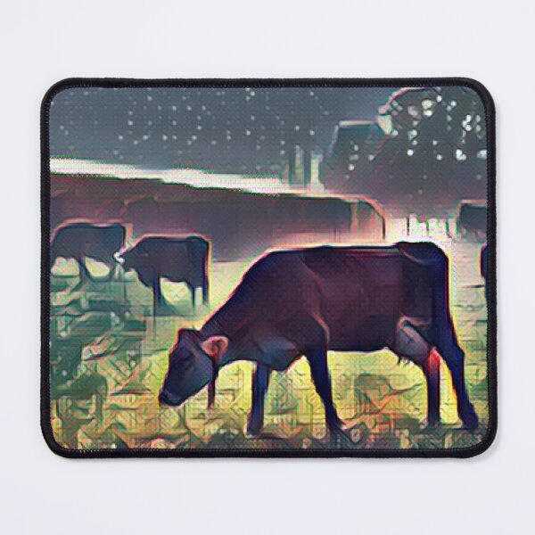 Item preview, Farm Cows grazing the pasture at night time painting designed and sold by FarmsteadAcers.