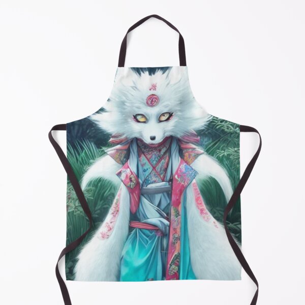 Item preview, vexing. male kitsune. white hair. turquoise eyes. 9 fluffy tails. in elegant asian clothes. small kitsune mask. elegant pose. anime 2023 designed and sold by pohapoha181.