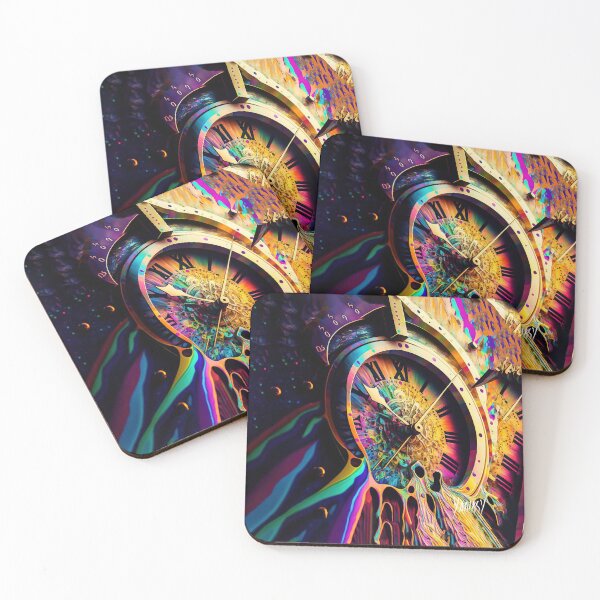Item preview, Drippy Vibrant Clock Painting Art designed and sold by BoogieThreads.