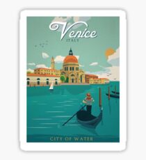 Pegatina Cartel Retro Ciudad de Agua de Venecia Italia
