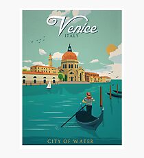 Venice Italy City of Water Retro Poster Photographic Print