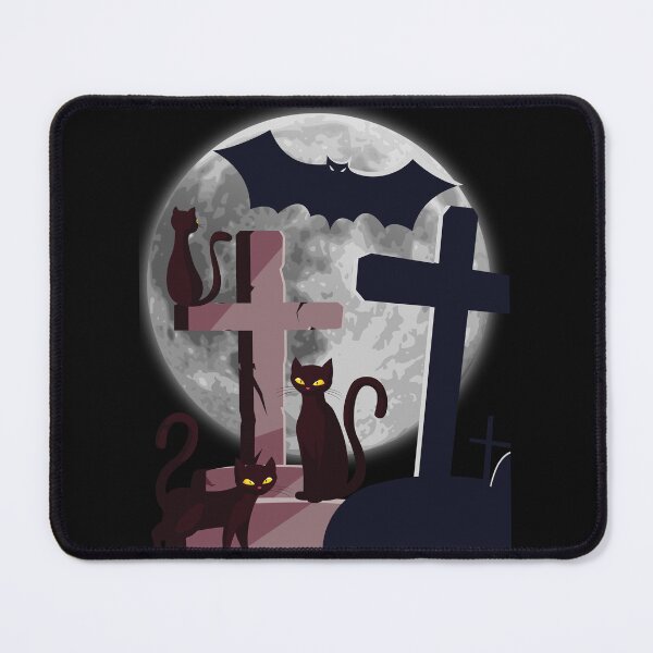 Item preview, Fun Creepy Gothic Graveyard With Cats and Bat designed and sold by Rockstorr.