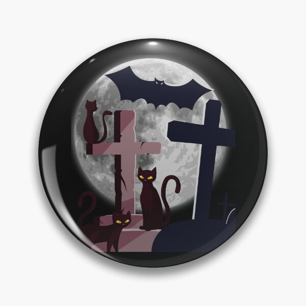 Item preview, Fun Creepy Gothic Graveyard With Cats and Bat designed and sold by Rockstorr.
