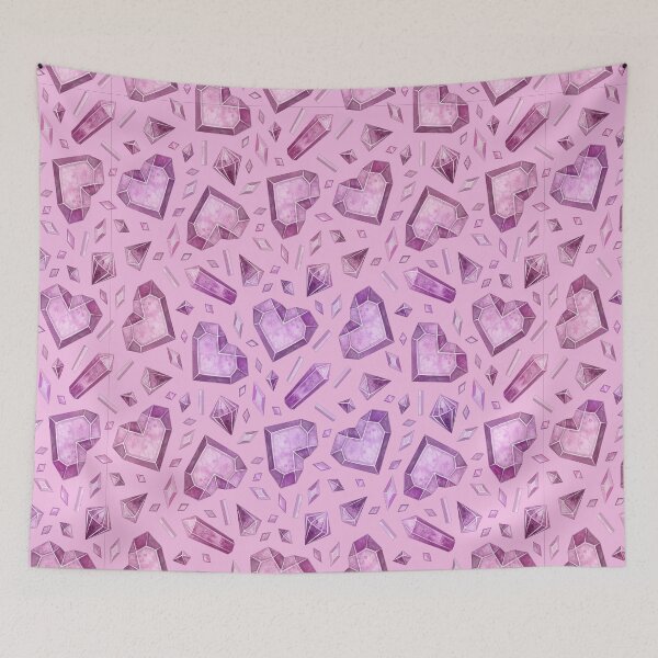 Item preview, Crystals and hearts pattern pink  designed and sold by TipTopTapo.