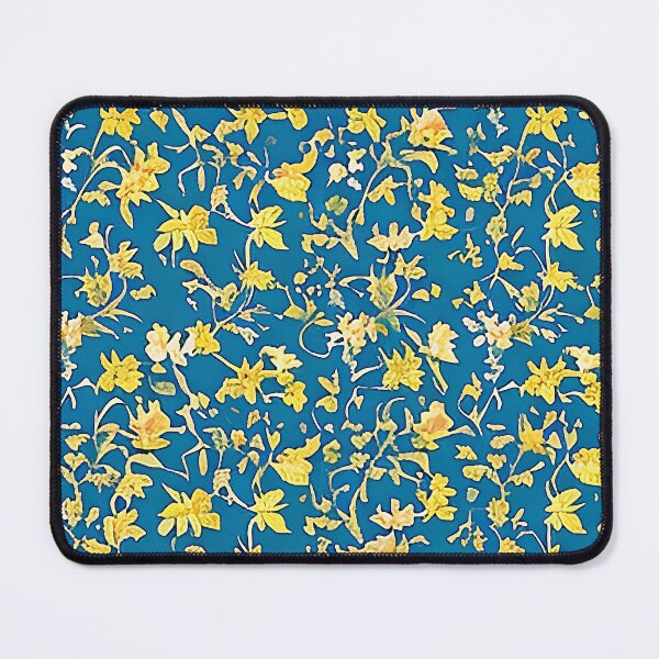 Item preview, Various Yellow Flower Van Gogh Style Pattern with Blue Background designed and sold by sunflowerlight.