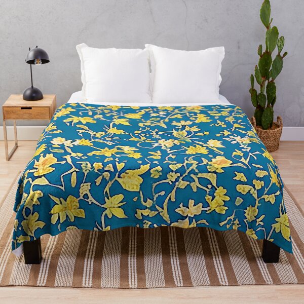 Item preview, Various Yellow Flower Van Gogh Style Pattern with Blue Background designed and sold by sunflowerlight.