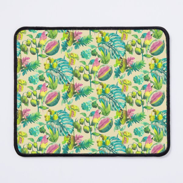 Item preview, Parrots eats watermelon birds jungle designed and sold by Alessandro Remo Mazzoni Remotextiles.