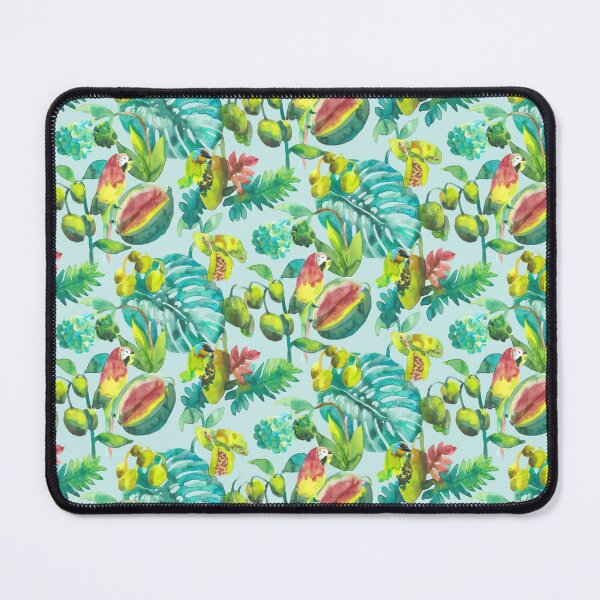 Item preview, Parrots eats watermelon birds jungle designed and sold by Alessandro Remo Mazzoni Remotextiles.