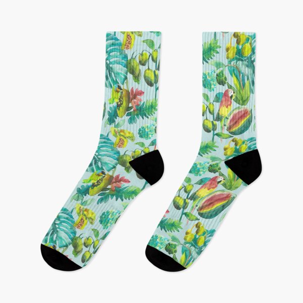 Item preview, Parrots eats watermelon birds jungle designed and sold by Alessandro Remo Mazzoni Remotextiles.