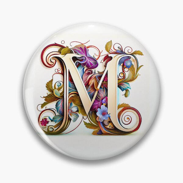 Item preview, Art Font Letter M: Art Nouveau Style, Unique and Colorful, White Background designed and sold by factory88.